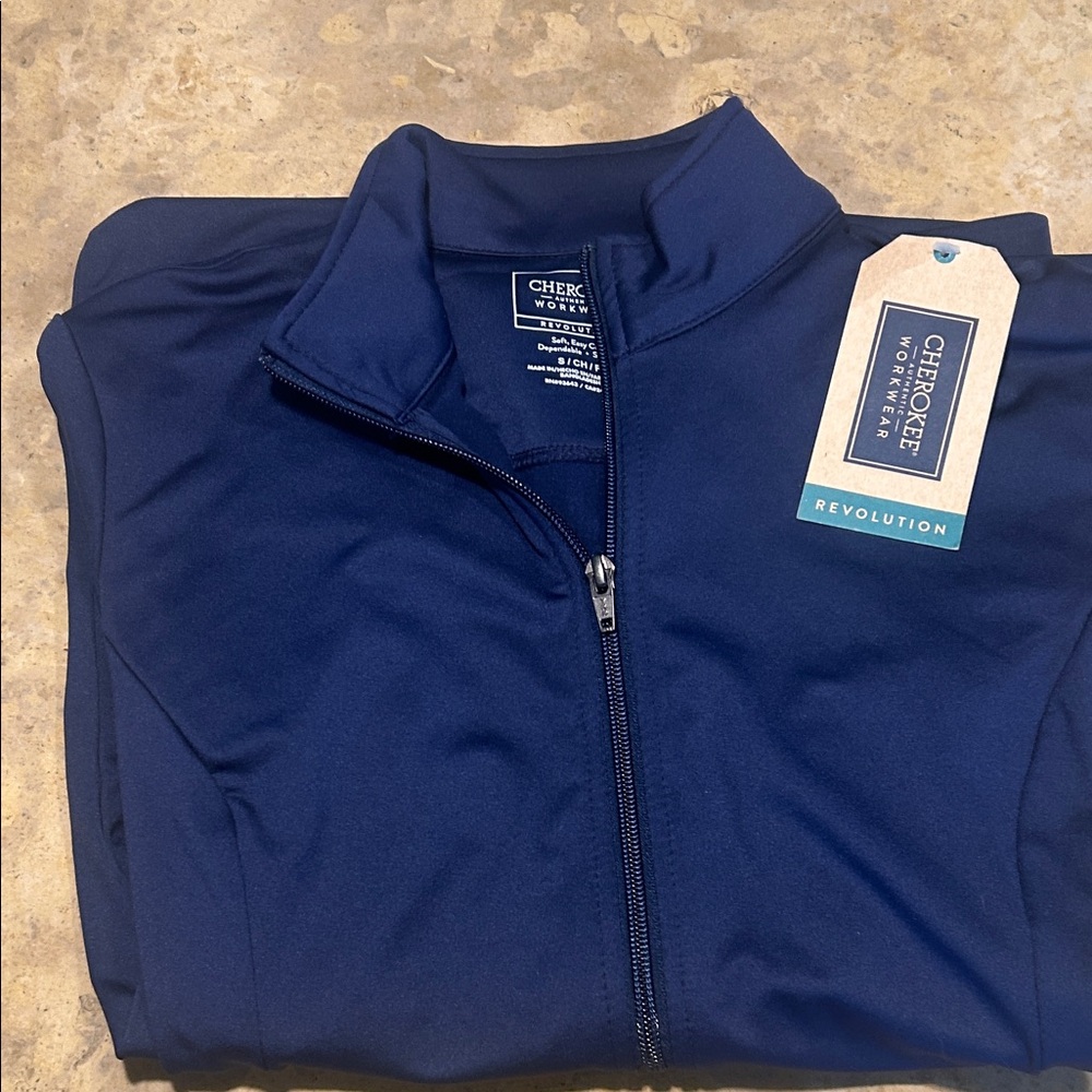 Cherokee Mens Deep Blue Scrub Zip-Up Jacket